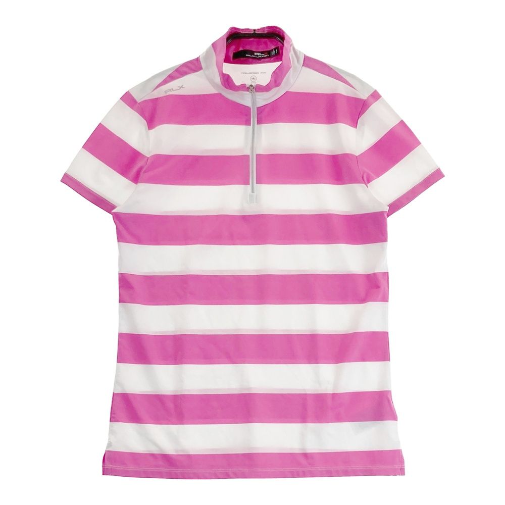 サイズ：S RLX ラルフローレン  ハーフジップ半袖Tシャツ ボーダー柄 ピンク系 [240101584209] ゴルフウェア レディース ストスト