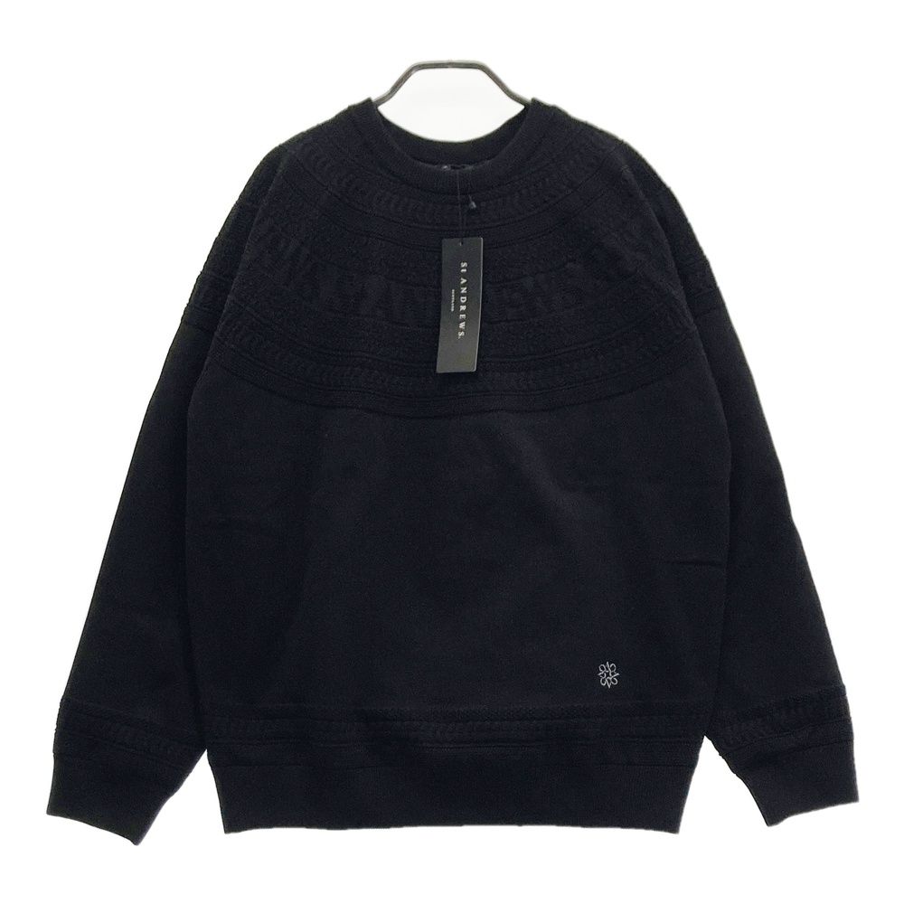 サイズ LL ST ANDREWS セントアンドリュース モデル 裏地付 ニットセーター ブラック系 ゴルフウェア メンズ ストスト