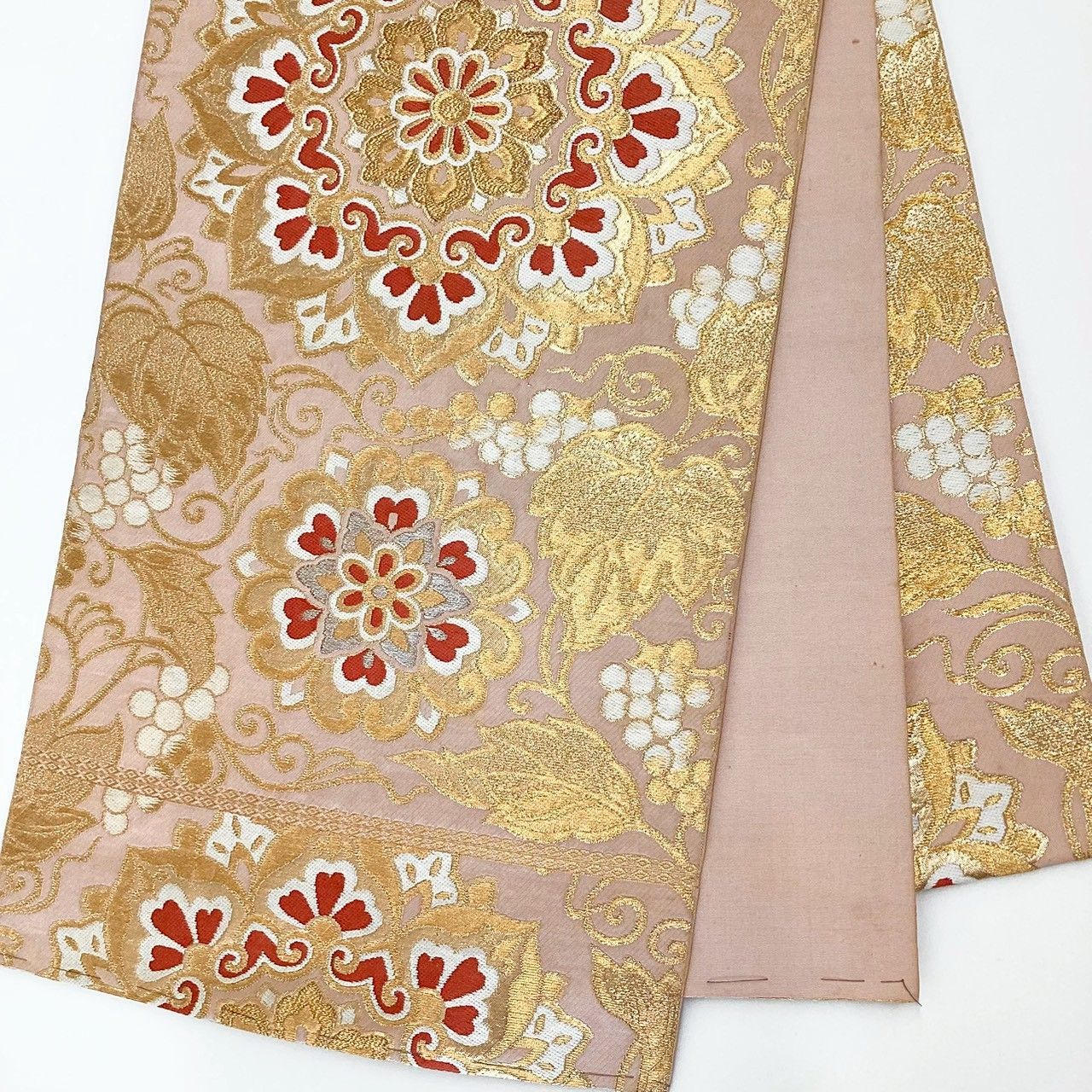 袋帯　六通　振袖　華やか金箔　帯　吉祥紋様 6257］袋帯 華紋吉祥文 金彩 六通 金 正絹 着物 フォーマル - メルカリ