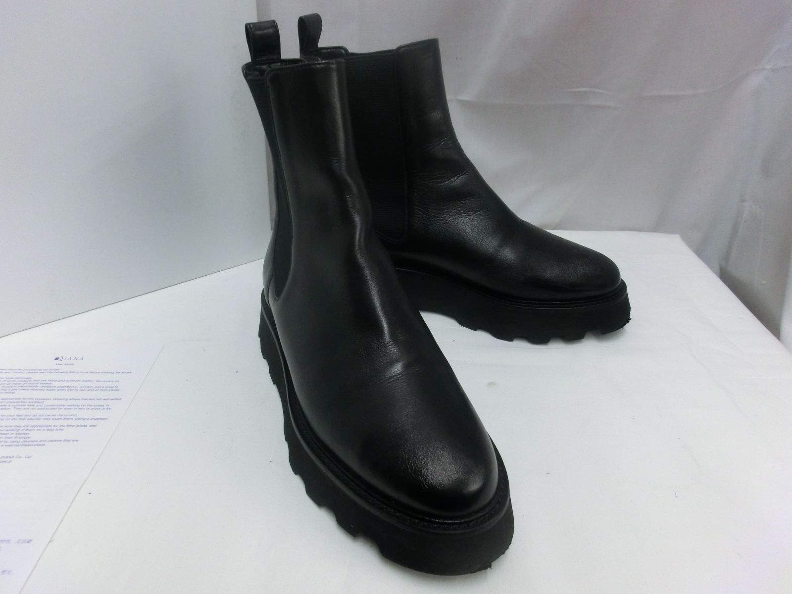 美品 DIANA ダイアナ サイドゴアブーツ フレアソール 黒 23cm WD 63306