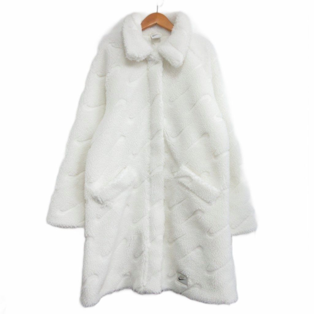 【中古】ナイキ NIKE ICON CLASH SHRPA JACKET DD5089-133 ボア コート ジャケット スウッシュ模様 白 ホワイト XL ナイキ NIKE WMNS NSW ICON CLASH SHRPA JACKET DD5089-133 ボア