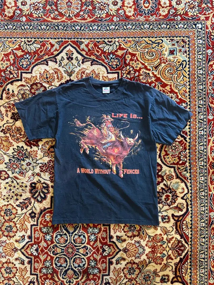 00 s カウボーイ ロデオ アートワーク Tシャツ L