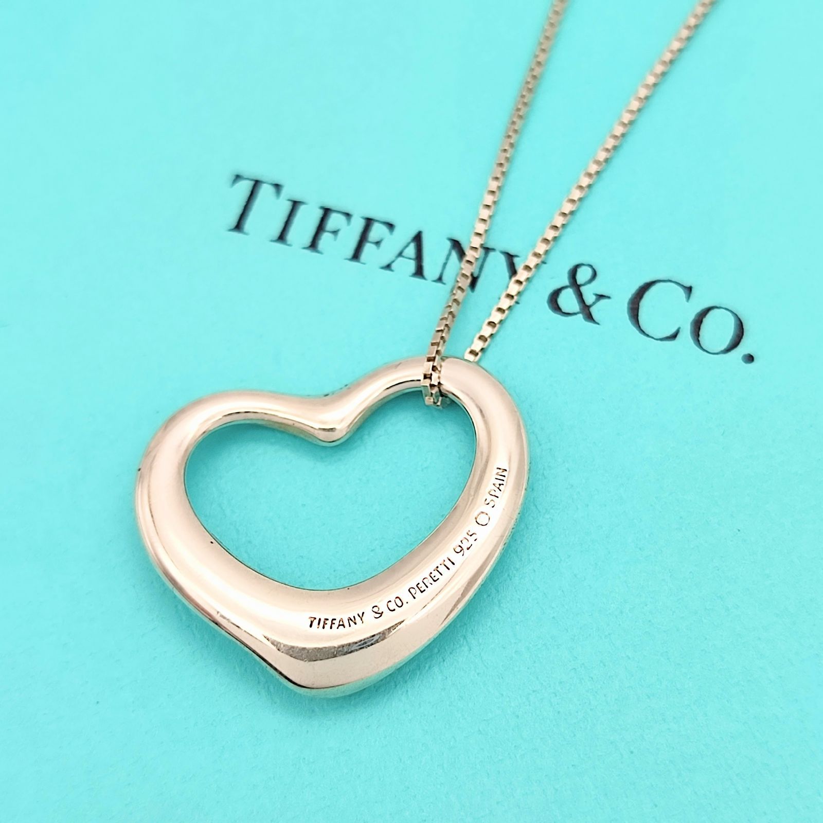 美品】TIFFANY ティファニー オープンハートペンダント ミディアム 22