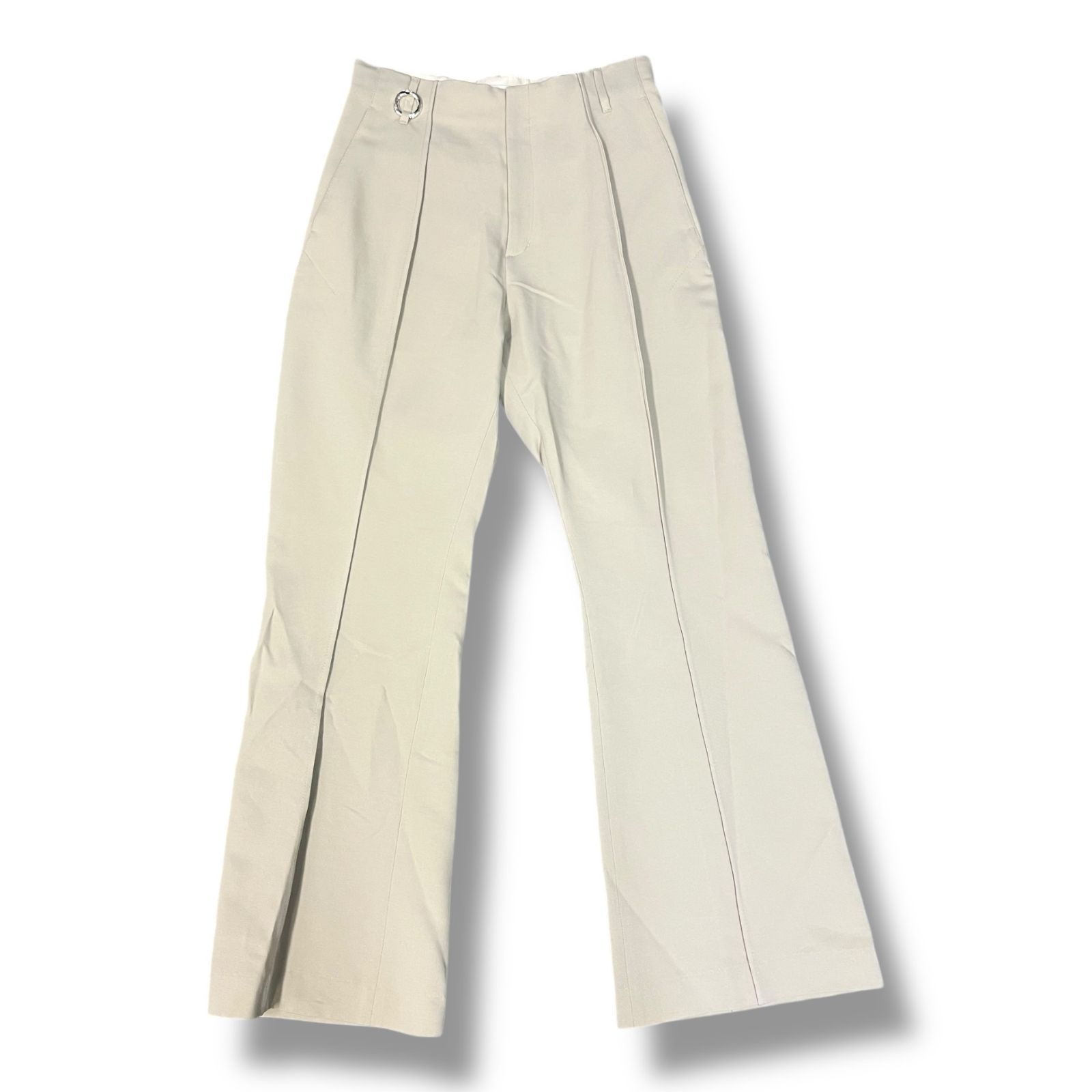 参考上代37400円 YOHEI OHNO Center seam flare pants センターシームフ パンツ スラックス ヨウヘイオオノ OH 24 S PT 1 A ベージュ 40 904