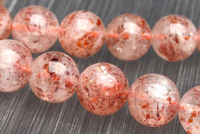 １点物 AA アルーシャ産 レピドクロサイトインフェルドスパー 9.5 mm ブレスレット パワーストーン 天然石 _U 8354