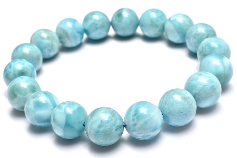  １点物 やわらかに広がる優しい水色 ラリマー 11 mm ブレスレット パワーストーン 天然石 _MC 2422 ブレスレット バングル アクセサリー