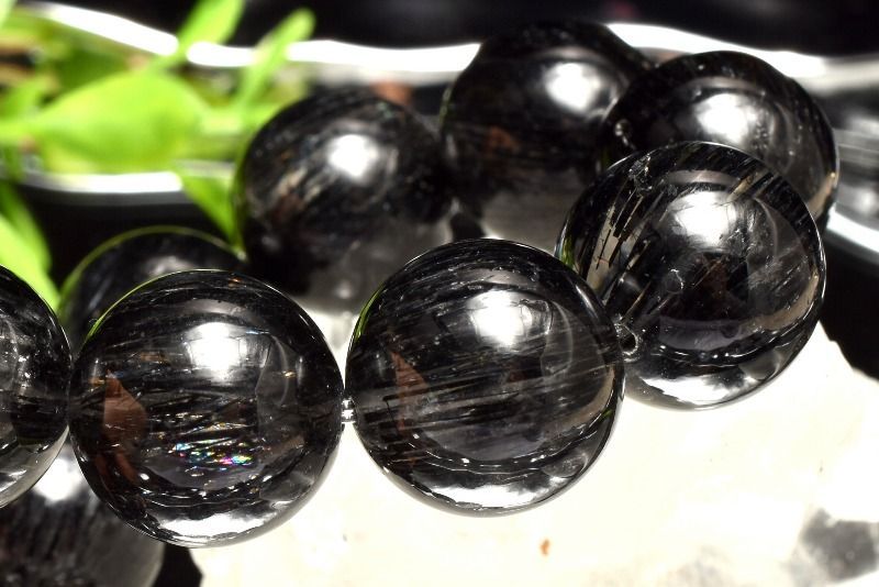 1点物】濃密内包 ブラックトルマリンインクォーツ 14mm ブレスレット