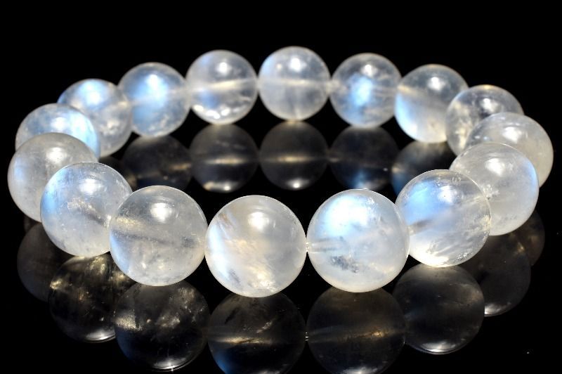 １点物 青く揺らめく幻想の輝き ブルームーンストーン 13 mm ブレスレット パワーストーン 天然石 _MC 2320