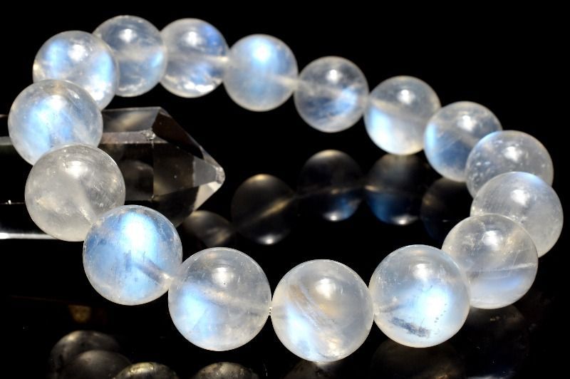 １点物 青く揺らめく幻想の輝き ブルームーンストーン 13 mm ブレスレット パワーストーン 天然石 _MC 2320 ブレスレット バングル アクセサリー ハンドメイド 手芸