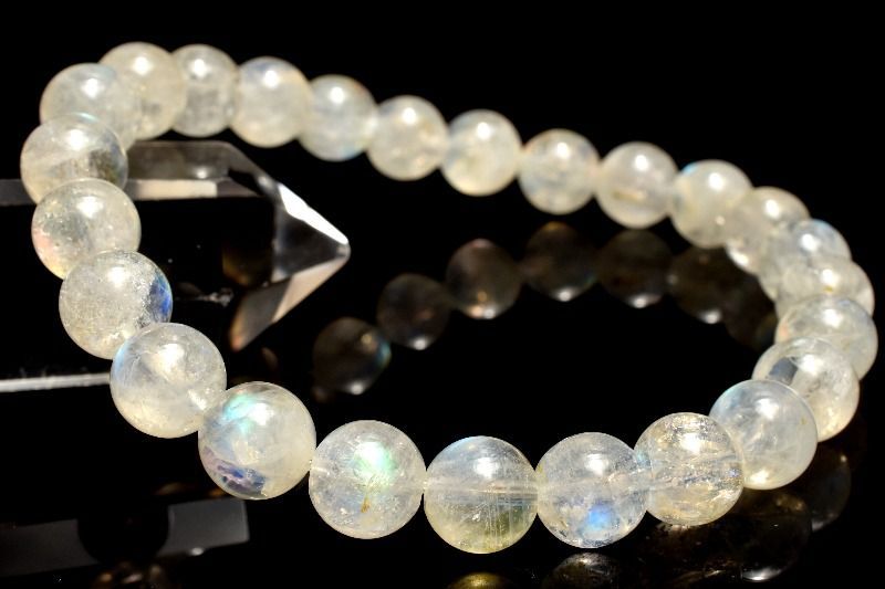 １点物 AAAオーロラシラー マダガスカル産 レインボームーンストーン 7 5 mm ブレスレット パワーストーン 天然石 _MC 2452