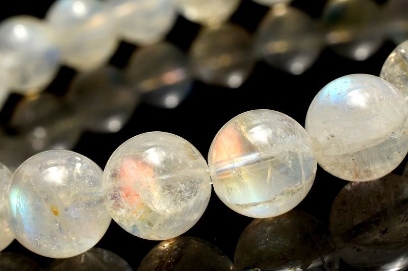 １点物 AAAオーロラシラー マダガスカル産 レインボームーンストーン 7.5 mm ブレスレット パワーストーン 天然石 _MC 2452