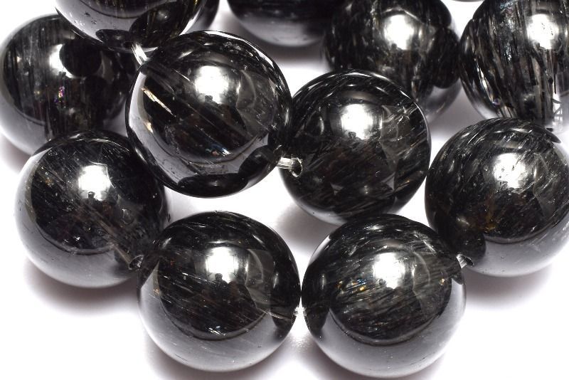 １点物 濃密内包 ブラックトルマリンインクォーツ 14 mm ブレスレット パワーストーン 天然石 _MC 2308