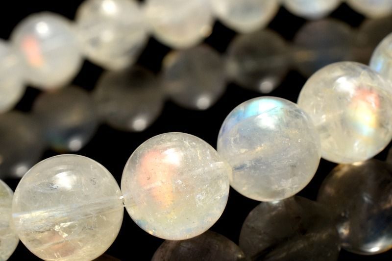 １点物 AAAオーロラシラー マダガスカル産 レインボームーンストーン 8.5 mm ブレスレット パワーストーン 天然石 _MC 2455