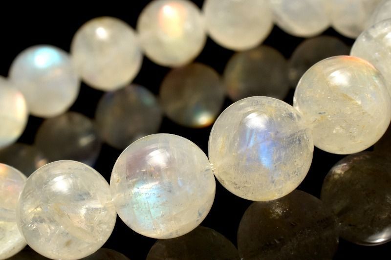１点物 AAAオーロラシラー マダガスカル産 レインボームーンストーン 10.5 mm ブレスレット パワーストーン 天然石 _MC 2457