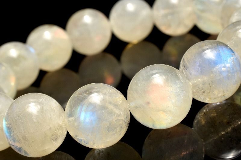 １点物 AAAオーロラシラー マダガスカル産 レインボームーンストーン 12 mm ブレスレット パワーストーン 天然石 _MC 2458