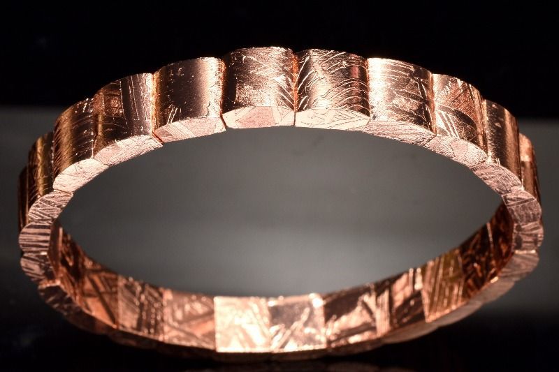  １点物 宇宙からの贈り物 メテオライト アルタイ隕石 7 5 x 8 mm ピンクゴールドコーティング バングル パワーストーン 天然石 _MC 2501 ブレスレット バングル アクセサリー