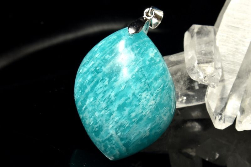 5 アマゾナイト 1点物】シルバー925◇ロシア産 アマゾナイト 30x23mm リーフ