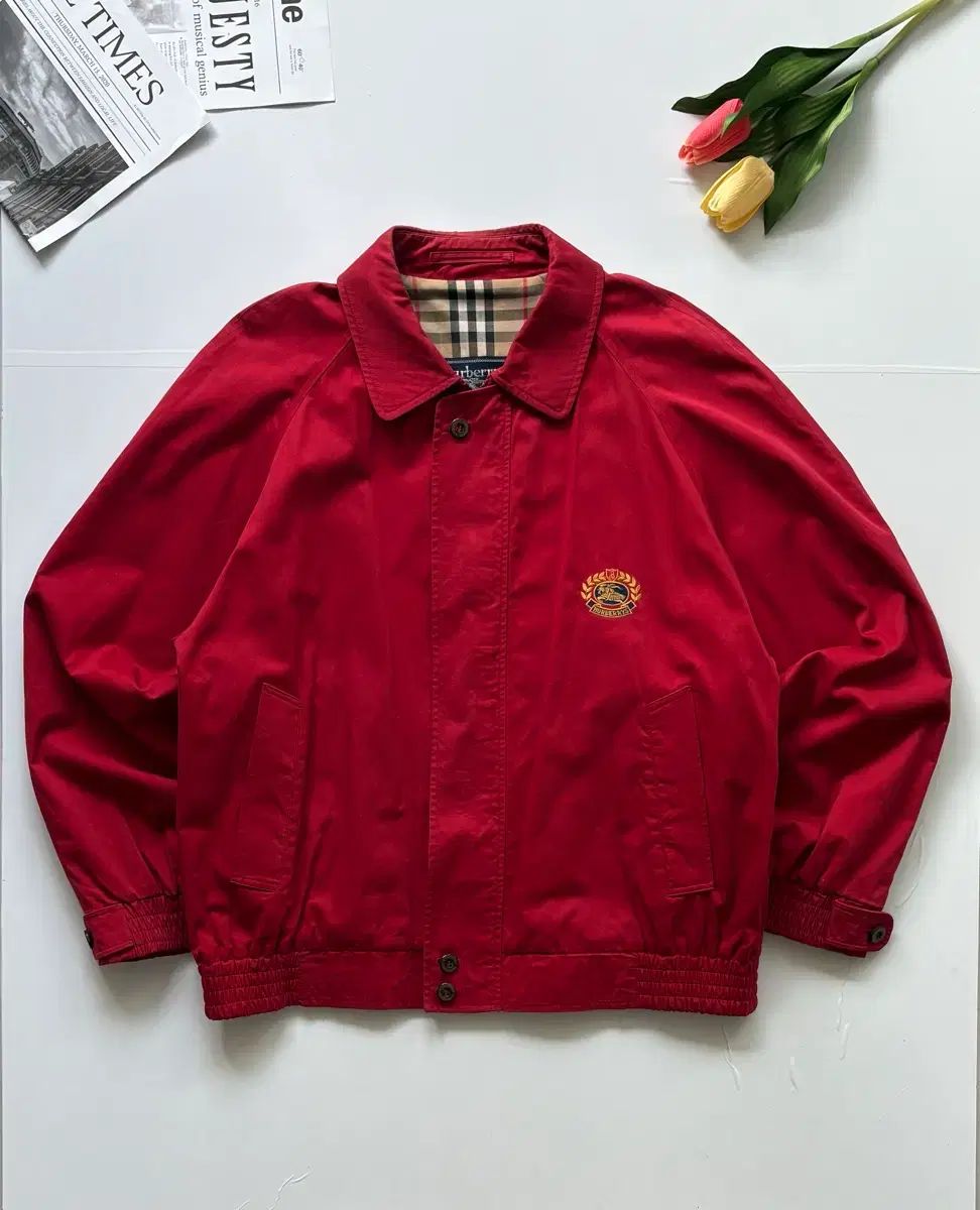 注文 バーバリー オーバーサイズ レッド ハリントンジャケット UK Old