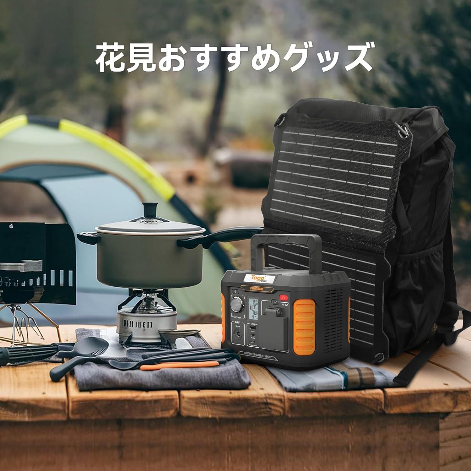 ACアダプター Togo Power進化品 ポータブル電源 小型 177 Wh 55200 mah AC定格300 W DC USB-A PD 1.5時間急速充電