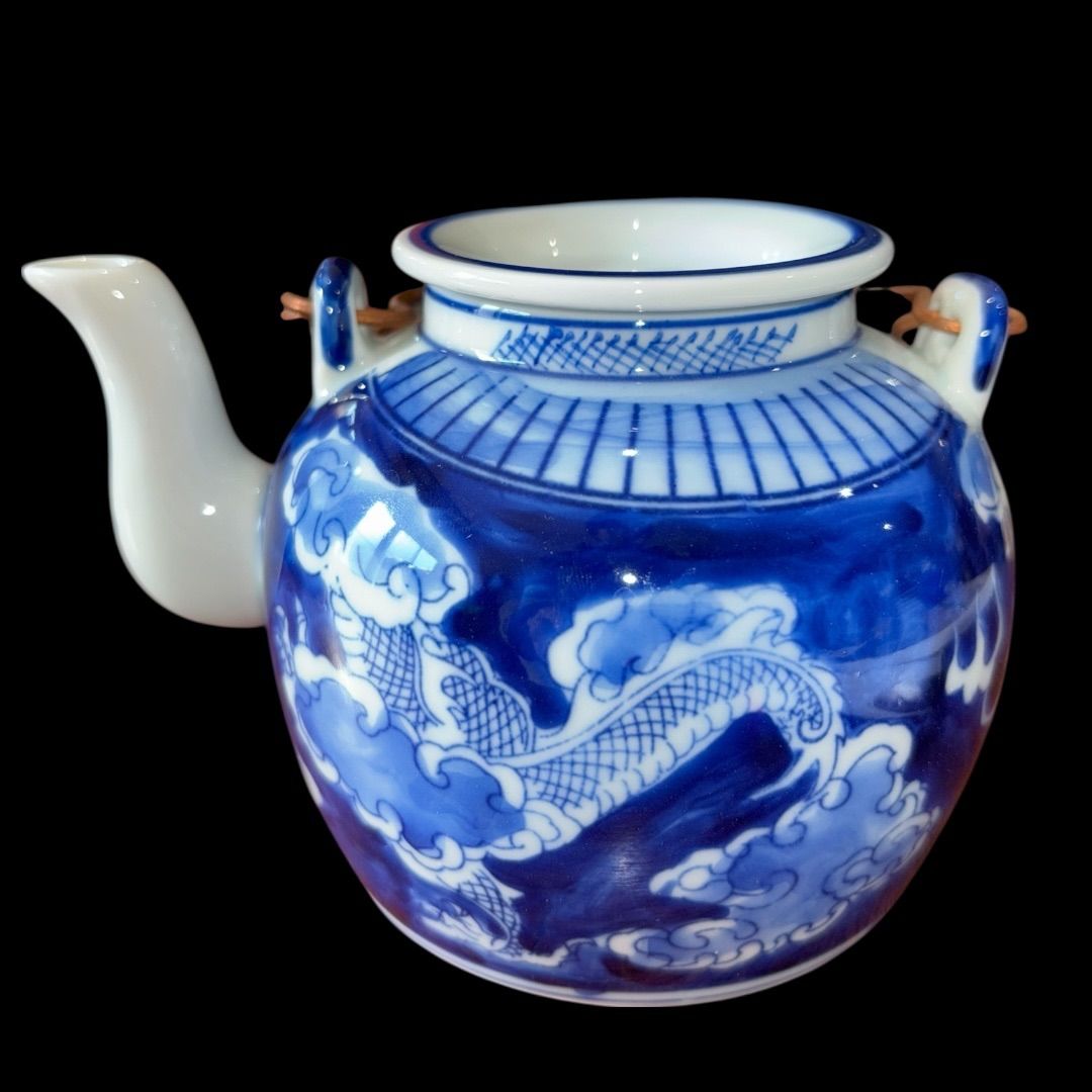 官庁御用達 [内府] 龍 急須 水差し 陶器 染付 茶器 京焼 希少 茶道具