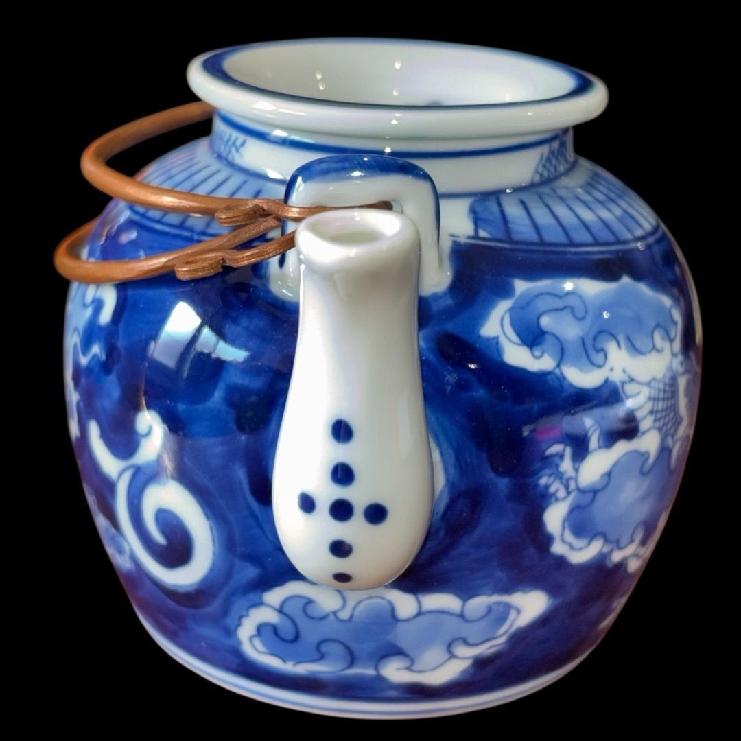 官庁御用達 [内府] 龍 急須 水差し 陶器 染付 茶器 京焼 希少 茶道具