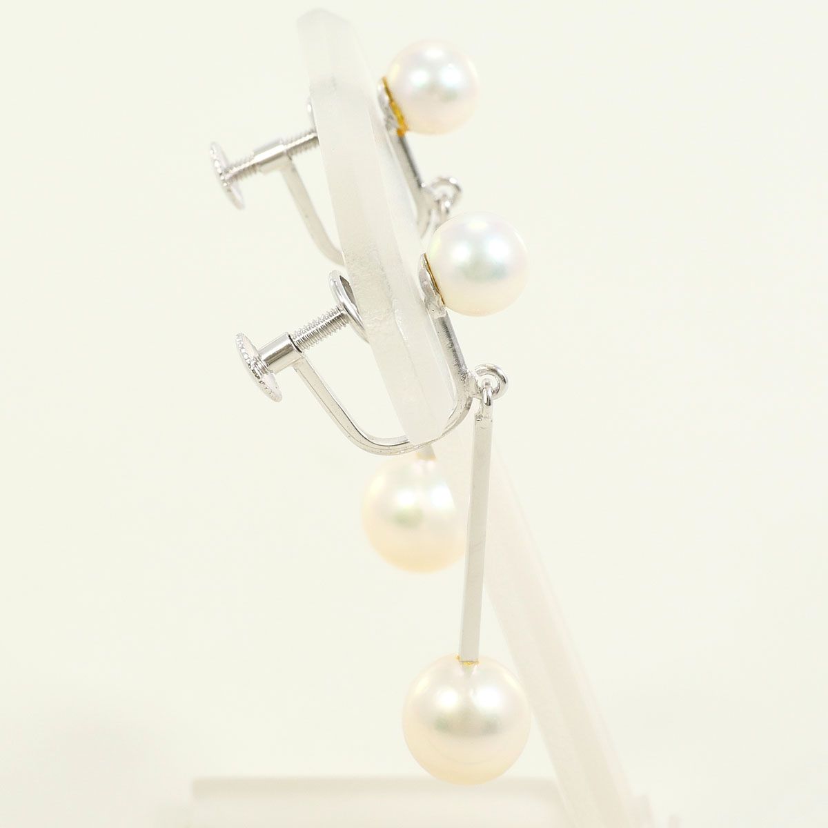 K 14 WG イヤリング clip-on earrings パール 真珠 総重量約3.3 g