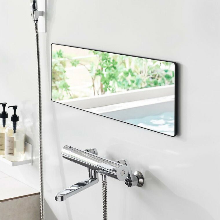 マグネットバスルームミラー タワー 角型 ロング 山崎実業 tower 10308 10309 ホワイト ブラック 鏡 ガラスミラー お風呂 壁掛け くもり止め マグネットミラー DIY 取付簡単 yamazaki