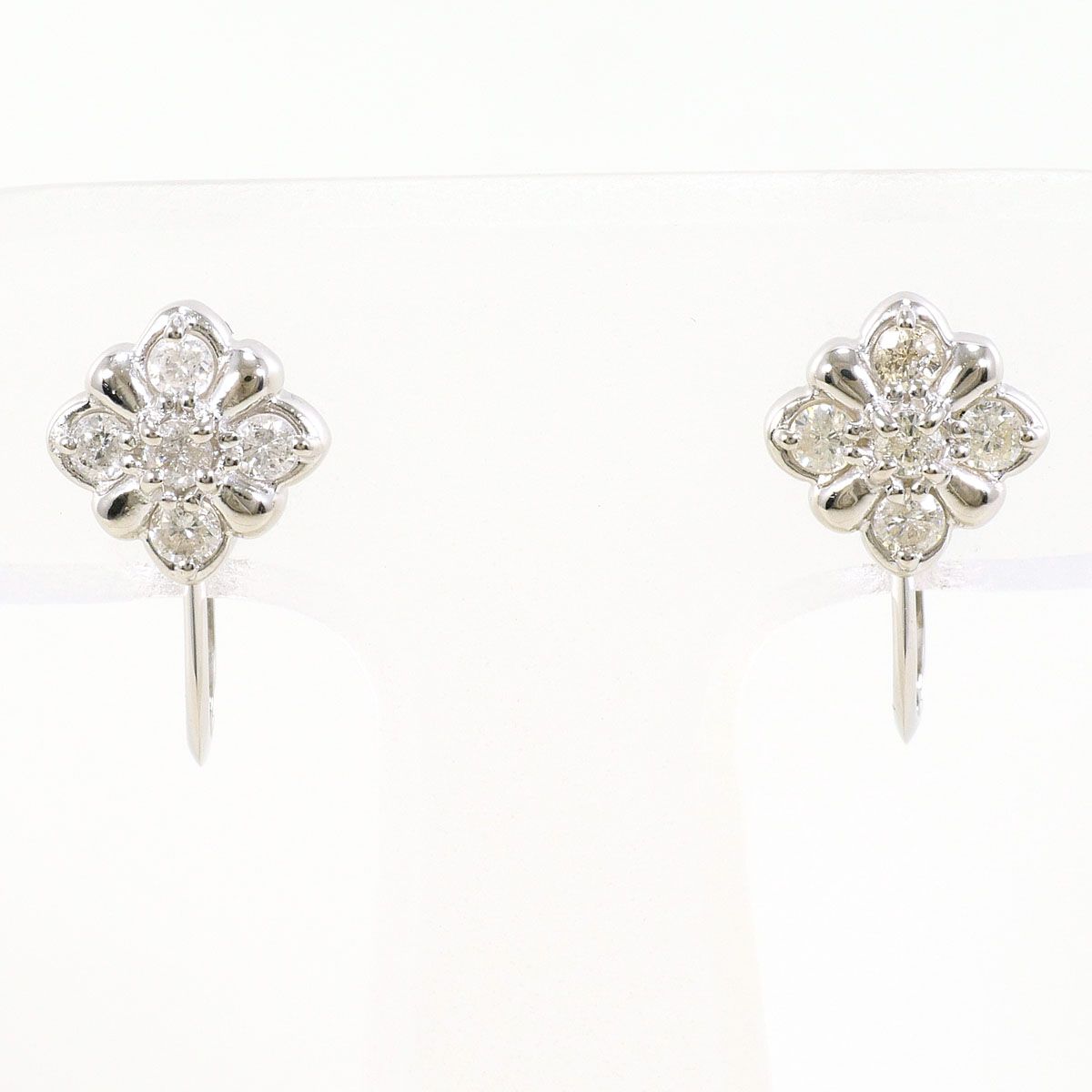 PT 850 プラチナ イヤリング clip-on earrings ダイヤモンド 0.15 ct 総重量約2.9 g