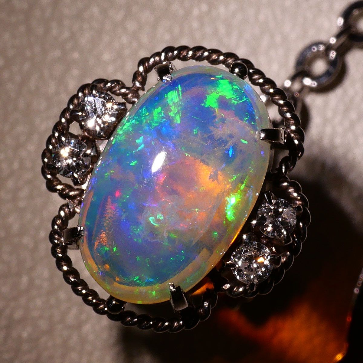 PT 900 プラチナ ブローチ オパール ダイヤモンド 総重量約4.0 g