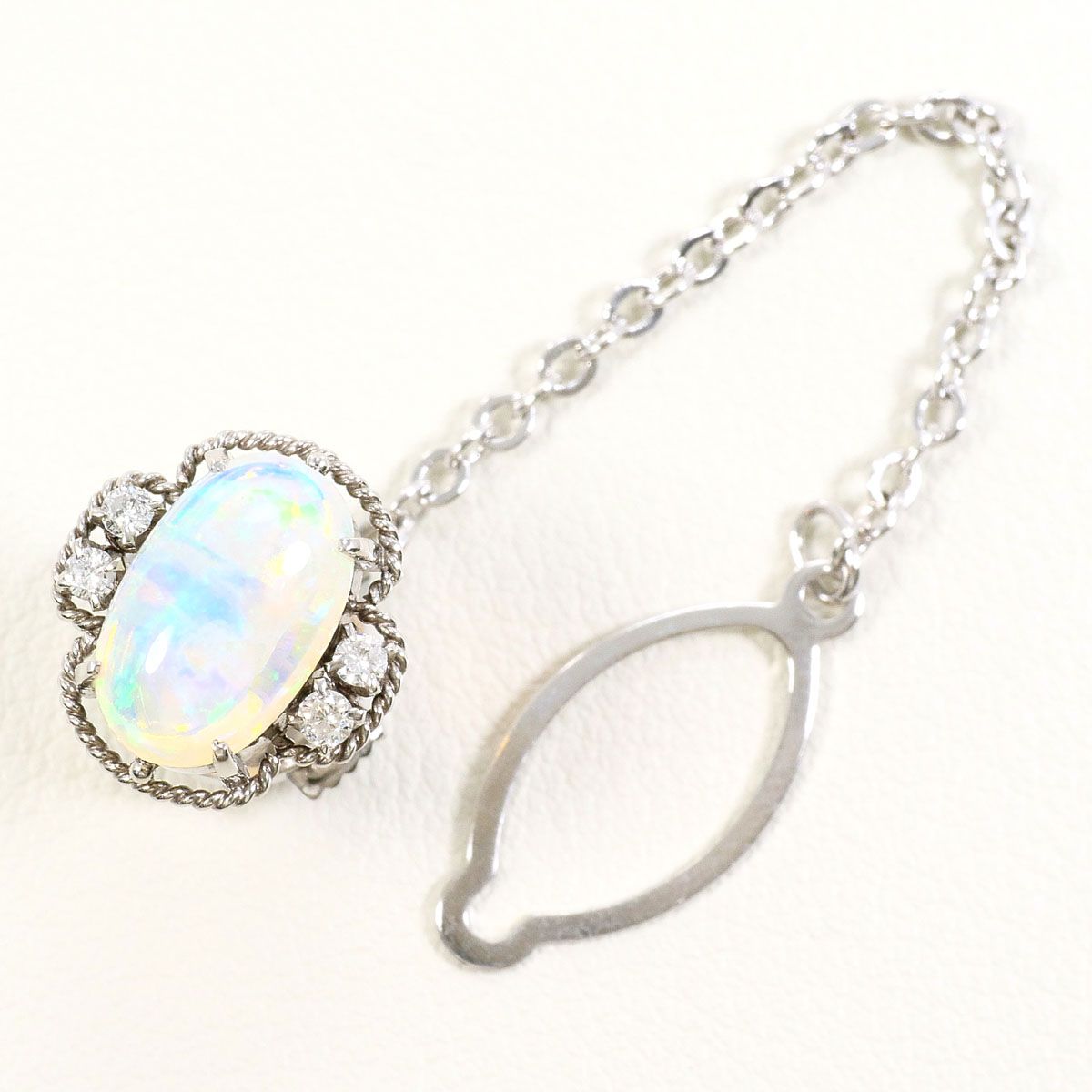 PT 900 プラチナ ブローチ オパール ダイヤモンド 総重量約4 0 g