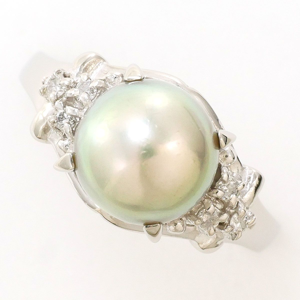 PT900/プラチナ リング・指輪 10号 パール（真珠） ダイヤモンド 0.06
