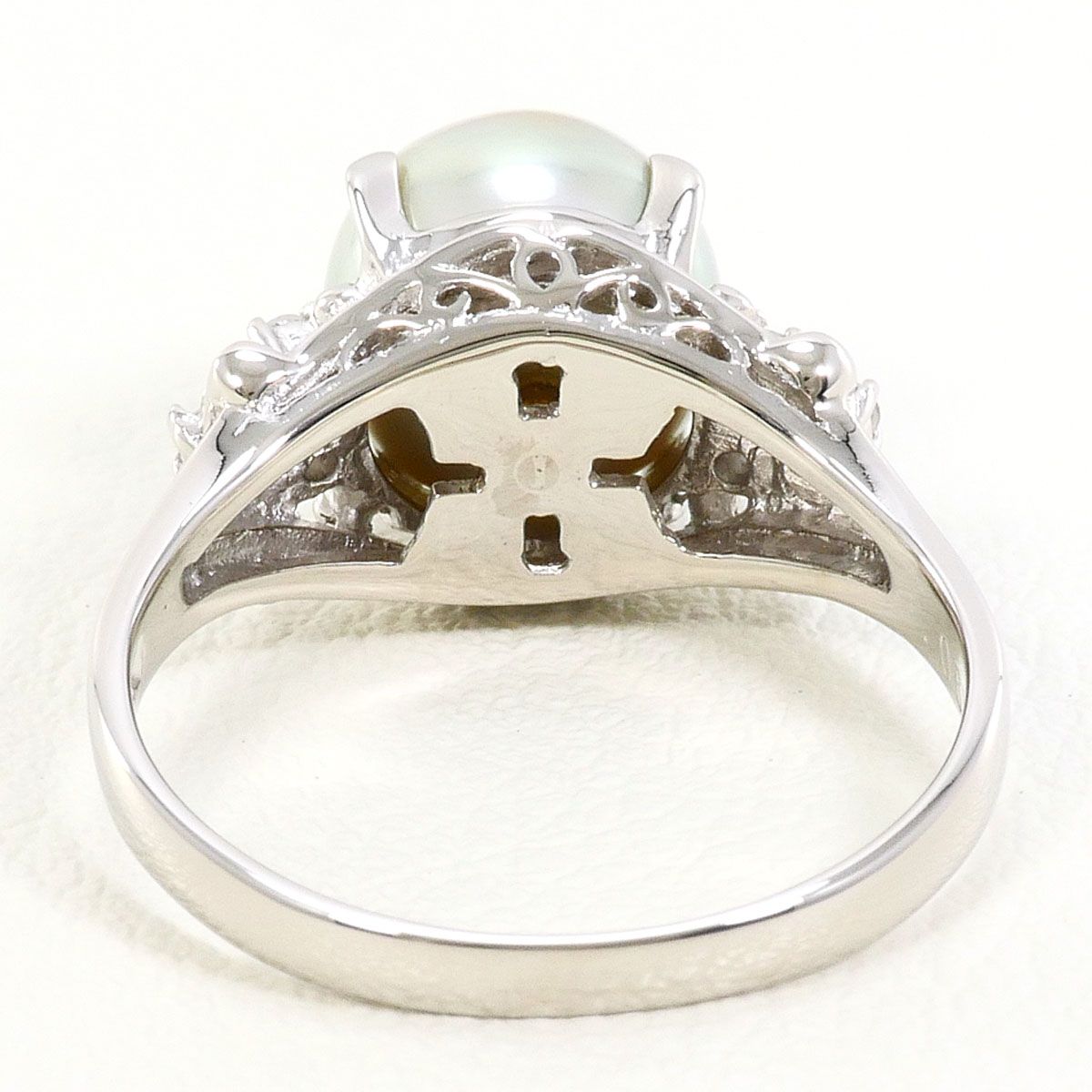 PT900/プラチナ リング・指輪 10号 パール（真珠） ダイヤモンド 0.06