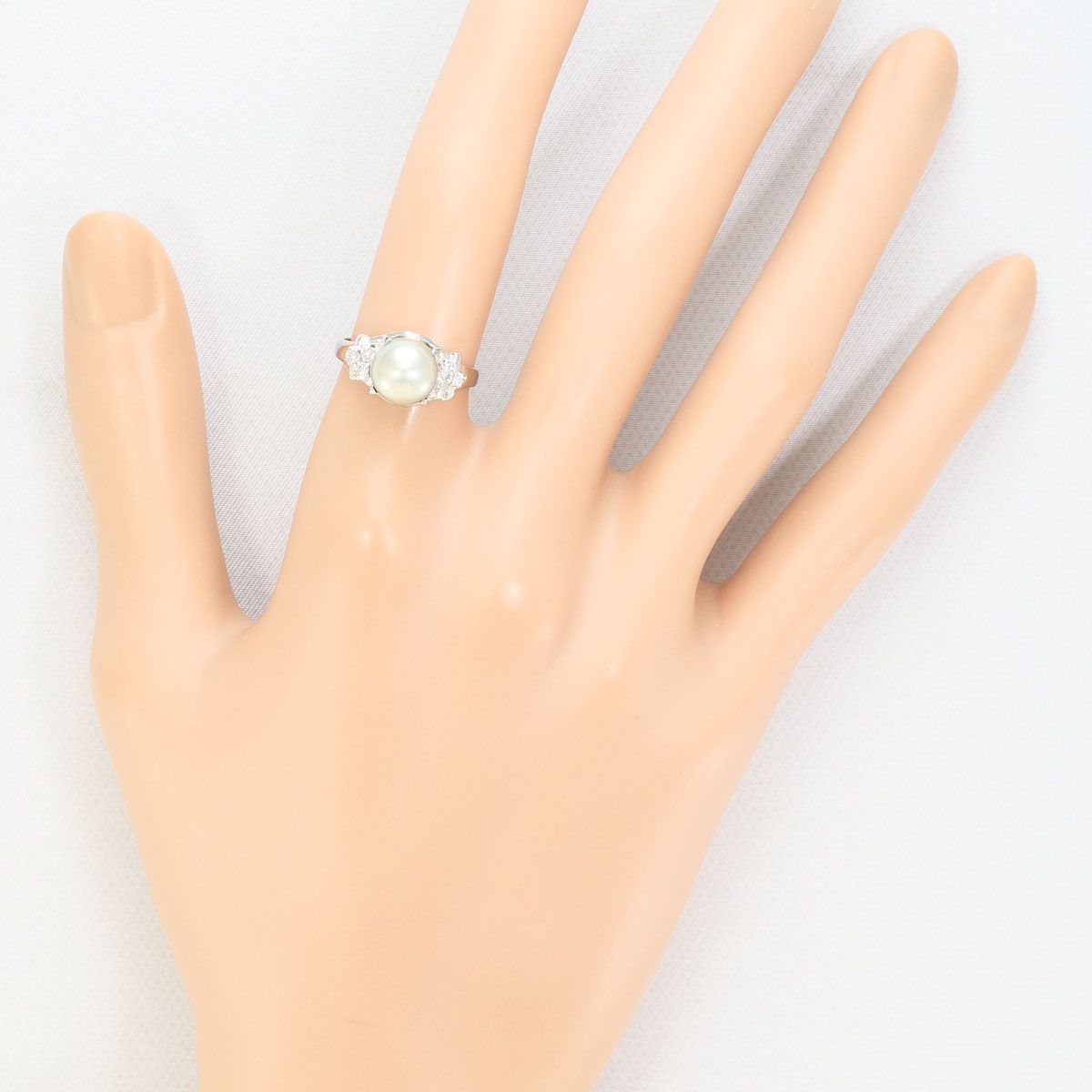 PT900/プラチナ リング・指輪 10号 パール（真珠） ダイヤモンド 0.06