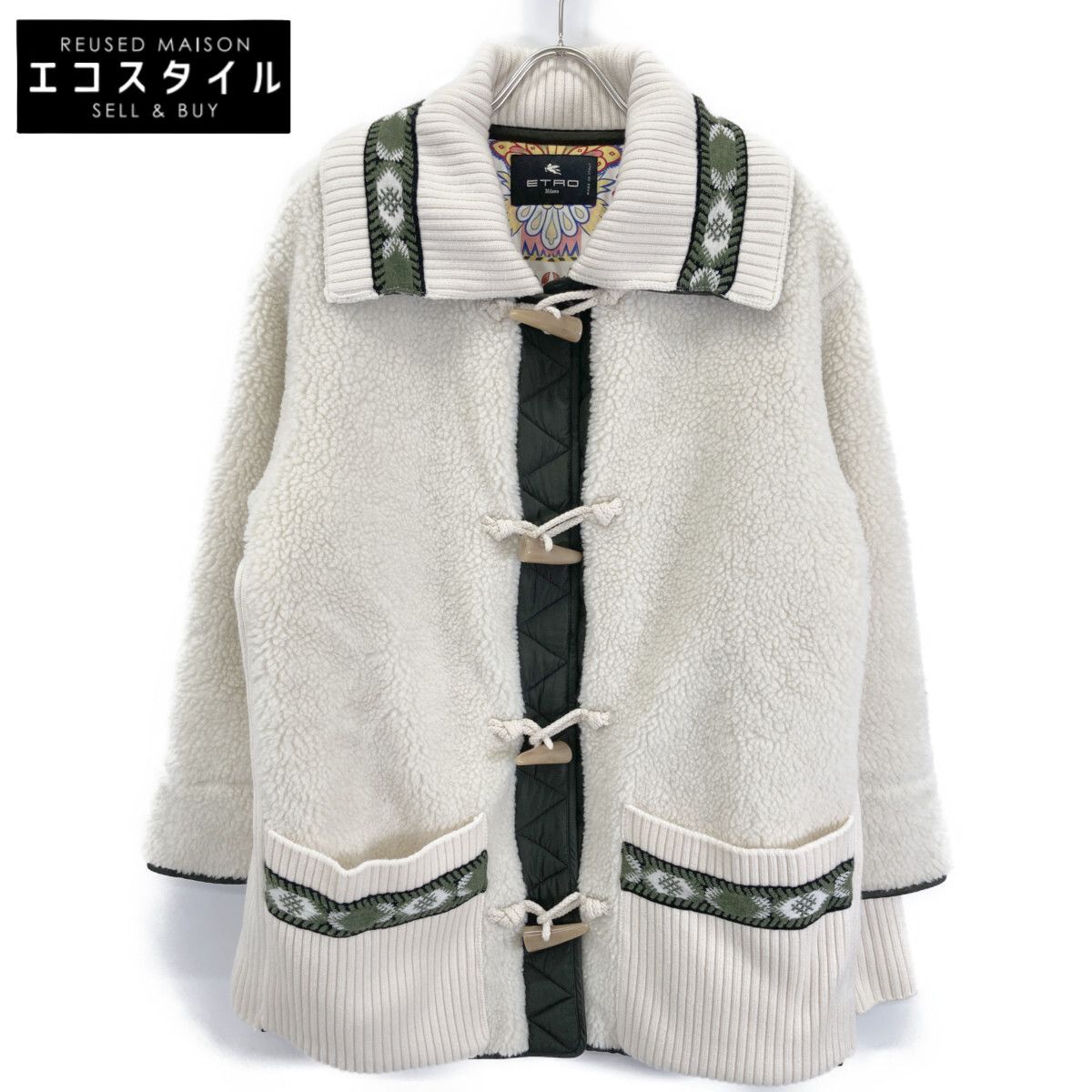 ETRO エトロ　コート　38 ETRO エトロ ﾎﾜｲﾄ ﾌｪｲｸｼｱﾘﾝｸﾞｺｰﾄ 38 - メルカリ
