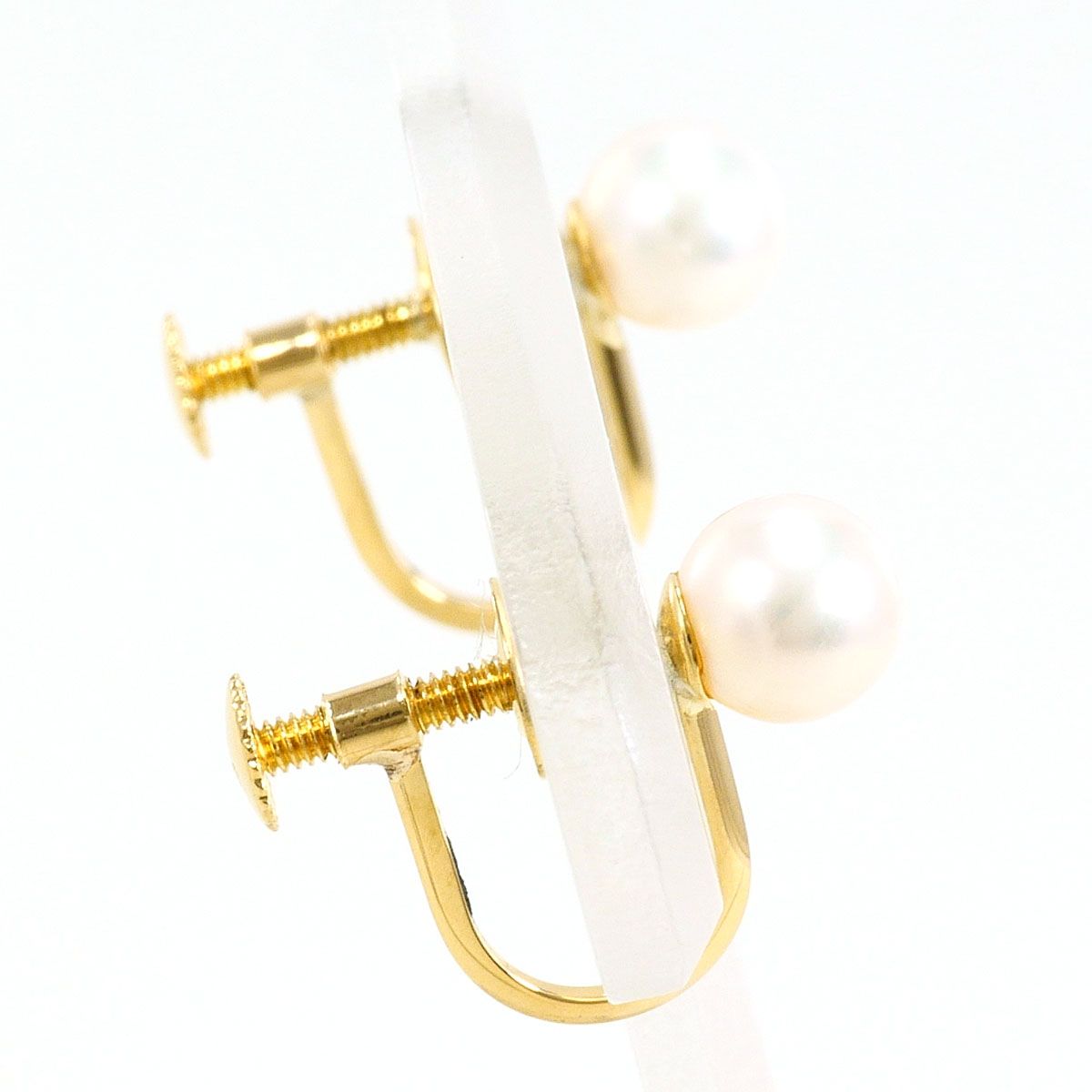 K 18 YG イヤリング clip-on earrings パール 真珠 総重量約1.1 g