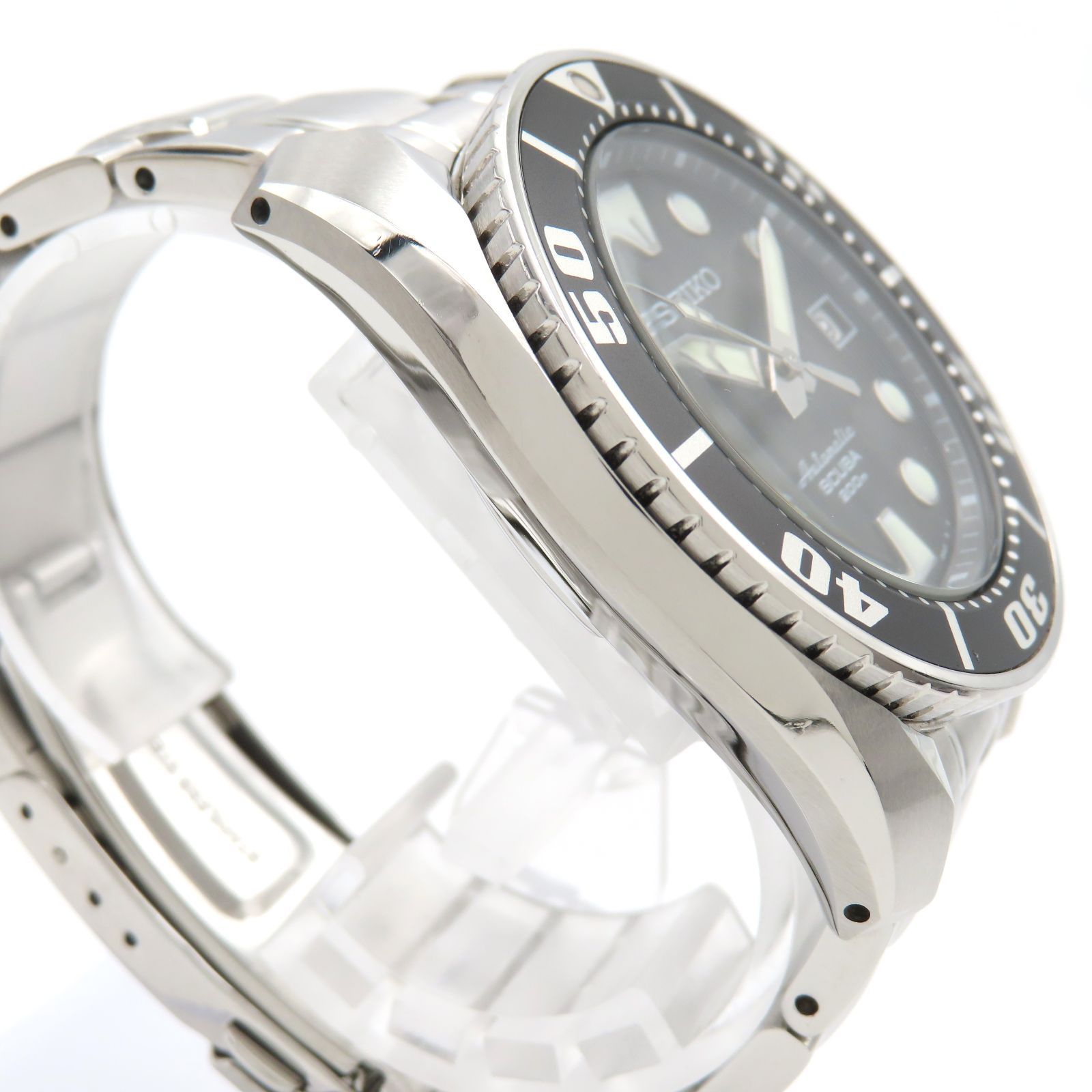  SEIKO セイコー SCUBA スキューバ 6 R 15 00 G 0 自動巻き AT ダイバー メンズ 腕時計 ブラック文字盤 黒 スクーバ SS オートマ 回転ベゼル 自動巻き時計 腕時計(アナログ)