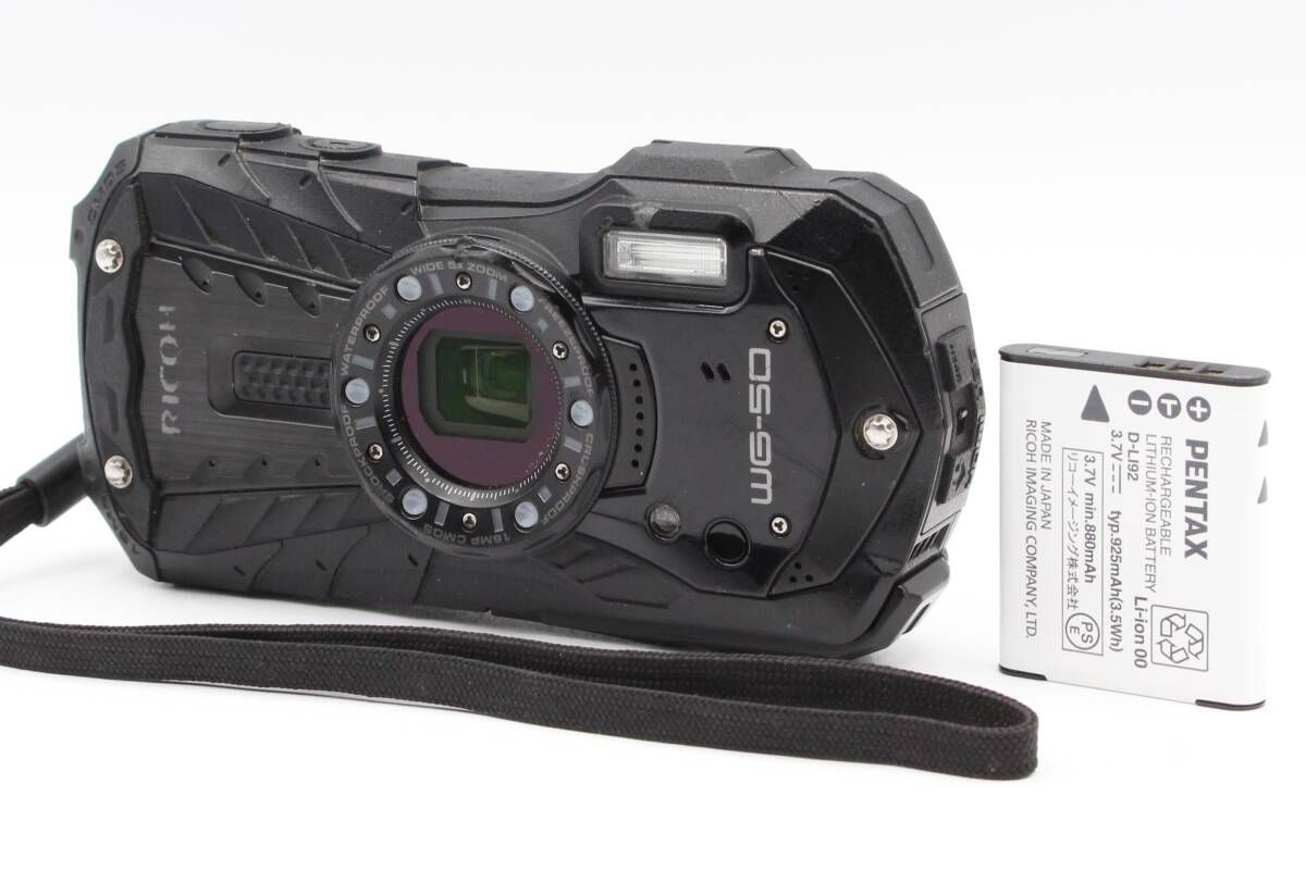 リコー RICOH WG 50 コンパクトデジタルカメラ 防水 ブラック バッテリー ♯433