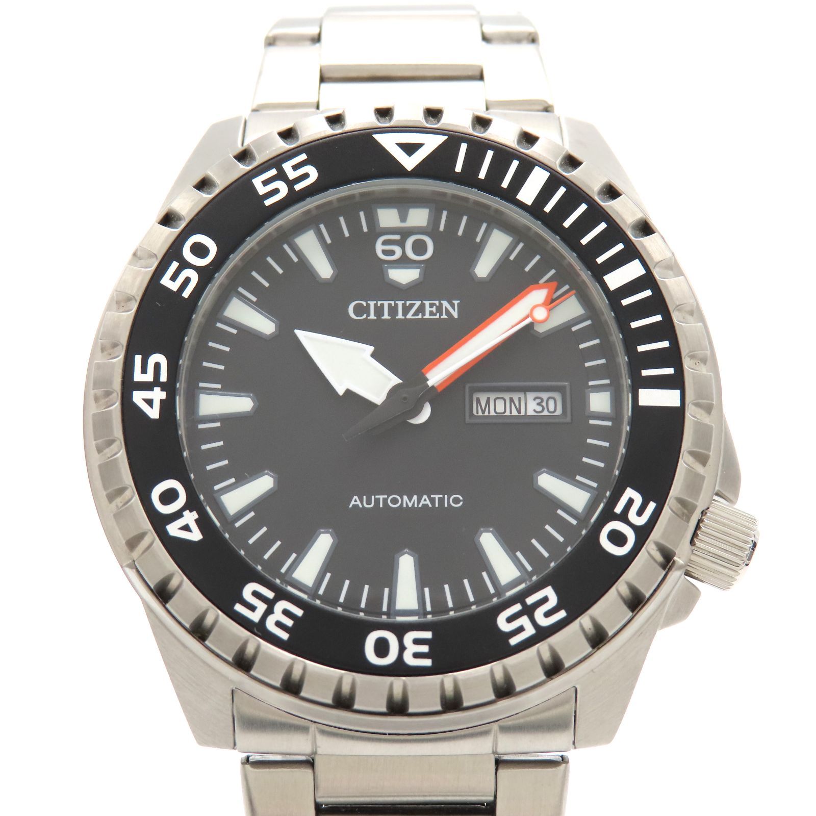 CITIZEN シチズン 8200-S 109744 自動巻き AT ダイバー メンズ 腕時計 ブラック文字盤 黒 SS オートマ 回転ベゼル