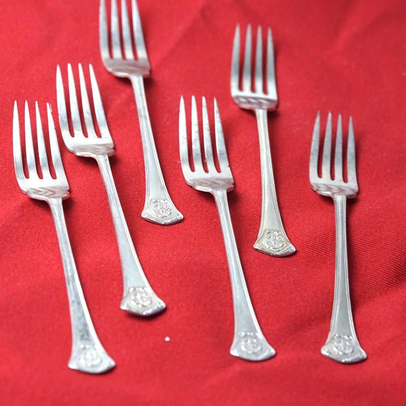 英国アンティーク EPNS シルバー デザートフォーク 6本組 gc 1903