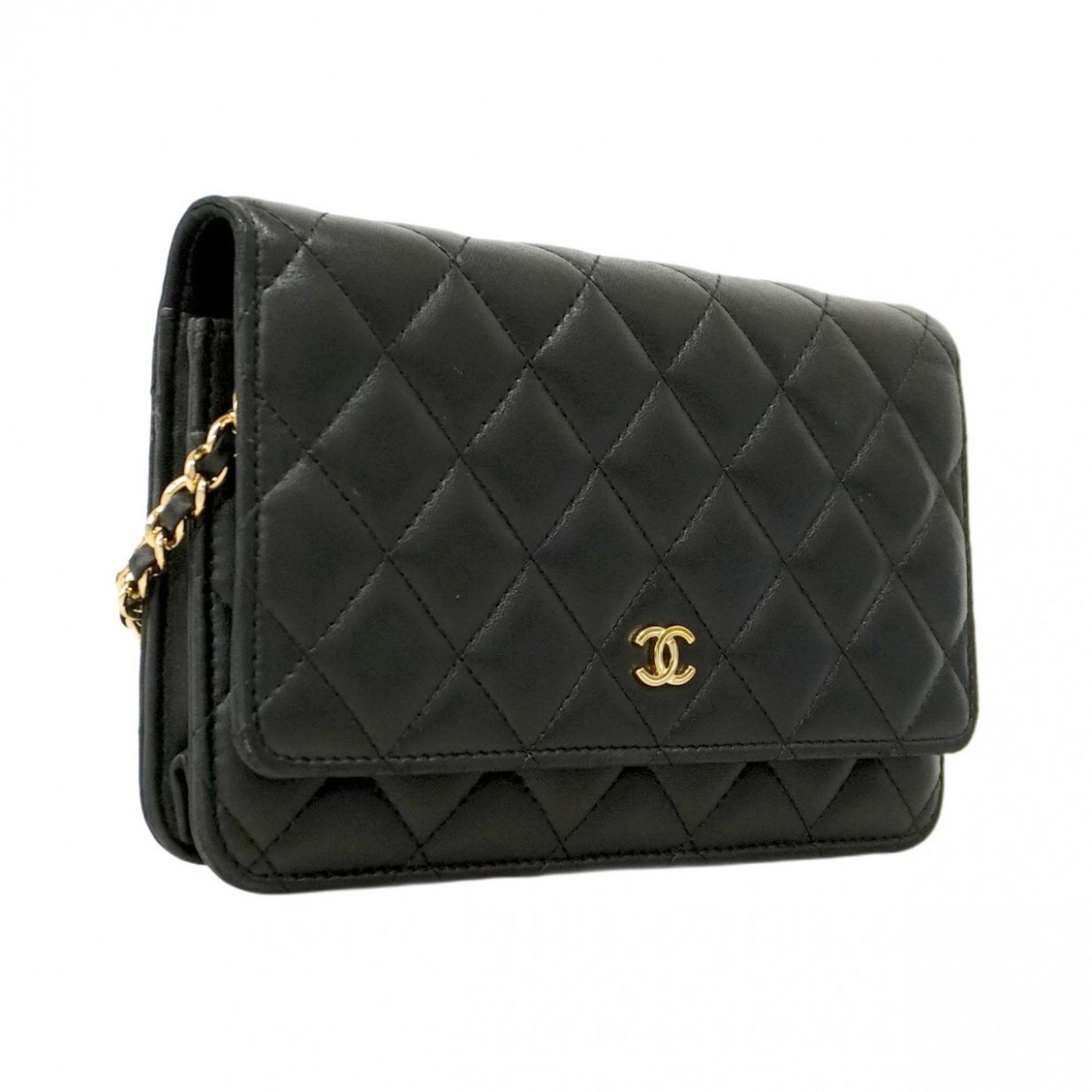 シャネル Chanel 財布 ショルダーウォレット マトラッセ チェーンショルダー ラムスキン ブラック レディース