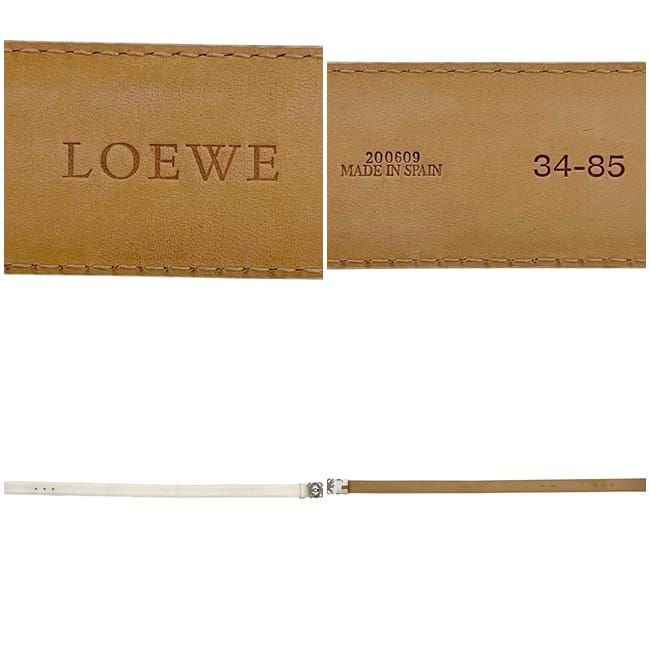 ロエベ ベルト ホワイト アナグラム ウエスト 85 cm レザー