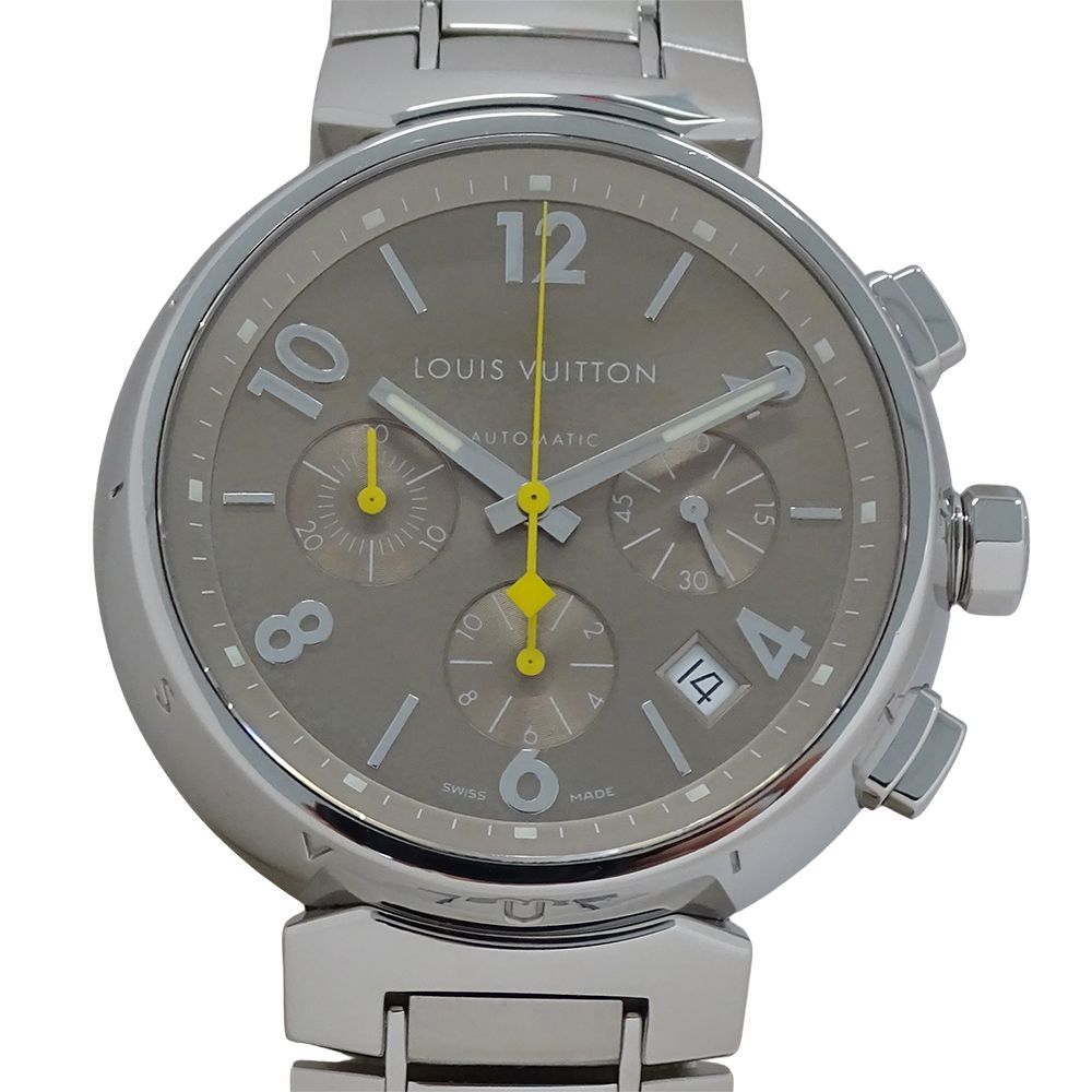 ルイ ヴィトン LOUIS VUITTON 時計 メンズ ブランド タンブール クロノグラフ 自動巻き AT ステンレス SS Q 1122 シルバー ブラウン 磨き済み
