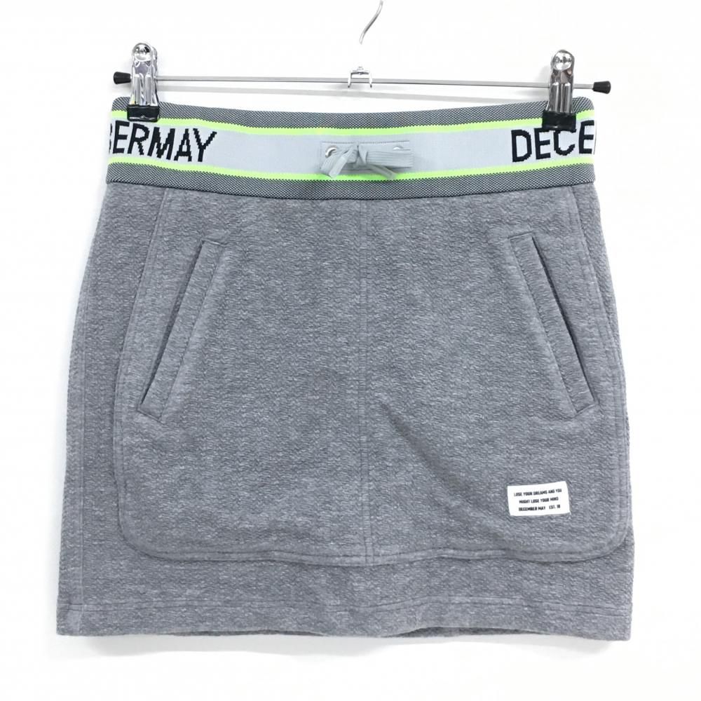 超 ディセンバーメイ スカート 杢グレー 凹凸織生地 ウエストロゴ ストレッチ レディース S ゴルフウェア DECEMBERMAY