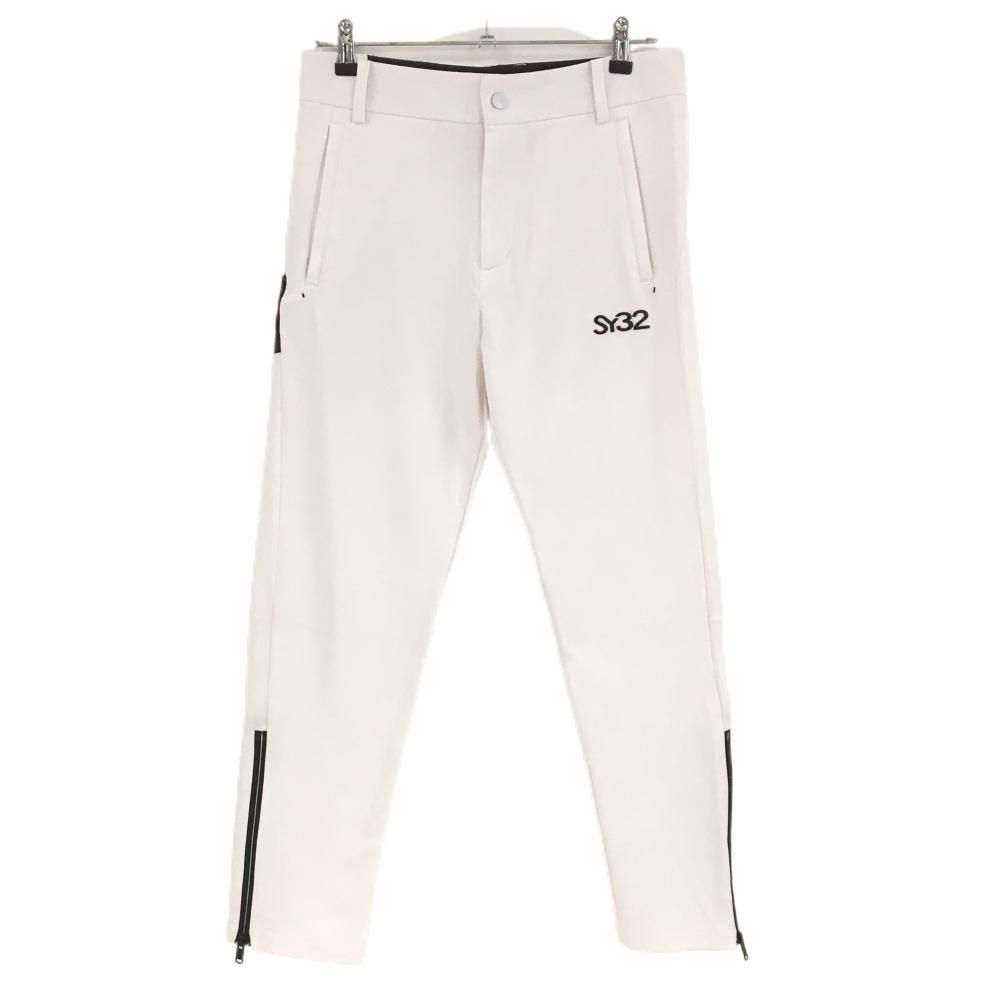 超美品】SY32 パンツ 白 裾ジップ 立体ロゴ メンズ M ゴルフウェア