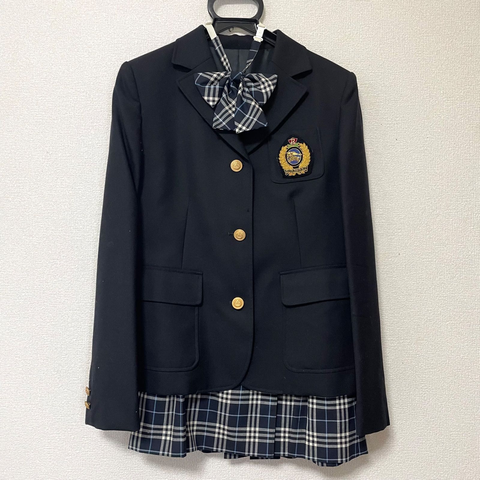 バーバリー フォーマルウェア 制服 卒業式 入学式 チェック レディース 160 ネイビー 紺 ウール リボン