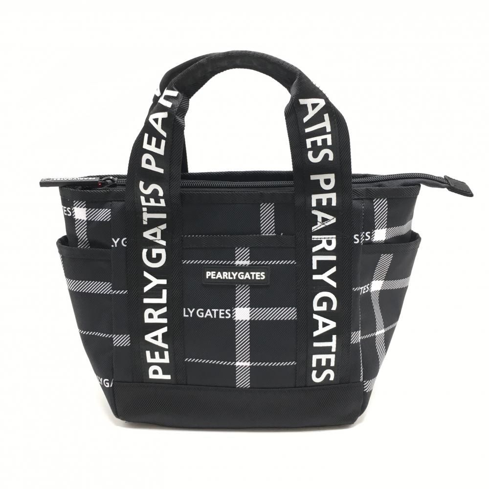 PEARLY GATES パーリーゲイツ　メゾンロゴ　カートバッグ　ゴルフ　黒赤 超美品】パーリーゲイツ カートバッグ 黒×白 チェック ロゴ 内外