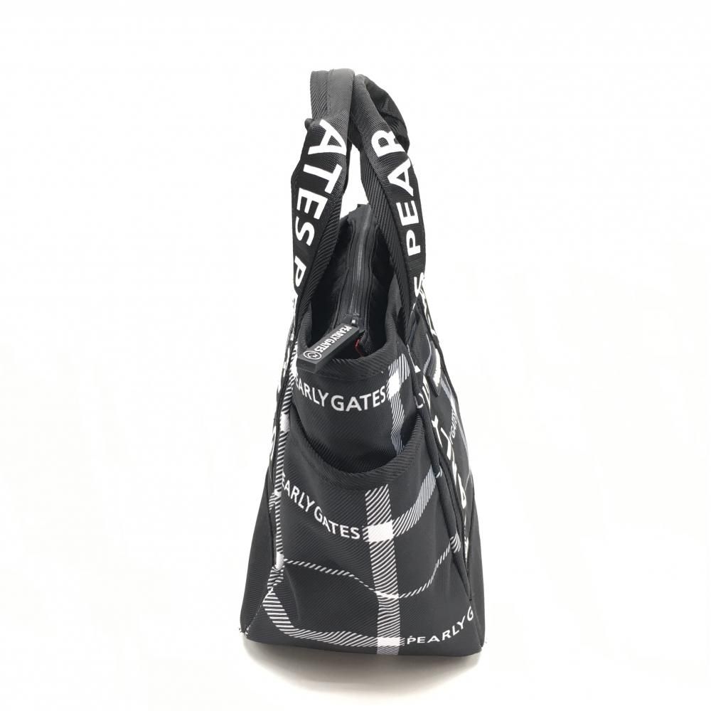 超美品】パーリーゲイツ カートバッグ 黒×白 チェック ロゴ 内外