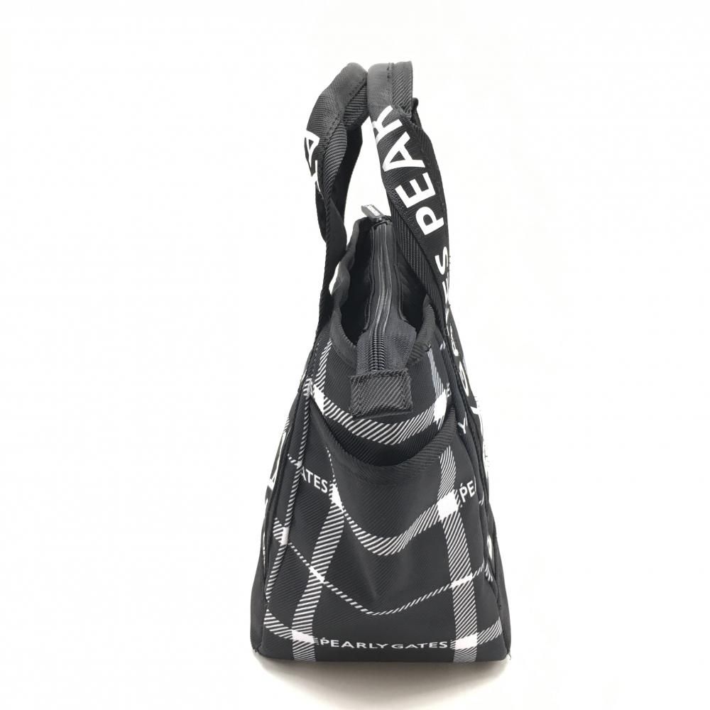 超美品】パーリーゲイツ カートバッグ 黒×白 チェック ロゴ 内外