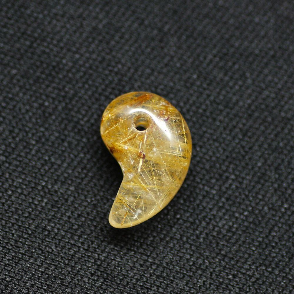 高透明 ゴールドルチルクォーツ 勾玉 天然石 パワーストーン 金運 仕事運 財運 成功のお守り ゴールドタイチン お守り ペンダント GHM 01 成功運 メンズ レディース 守護石 京海堂 天然石の卸 京の蔵
