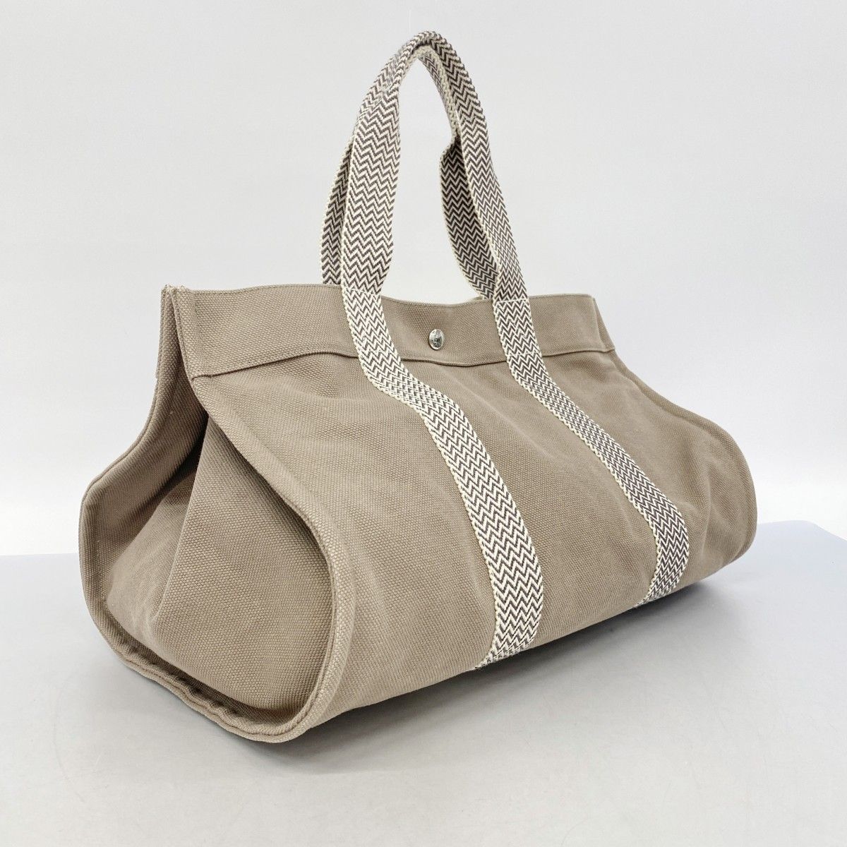 5 pb 2891-h エルメス トートバッグ カンヌMM キャンバス ブラウン シルバー金具 レディース